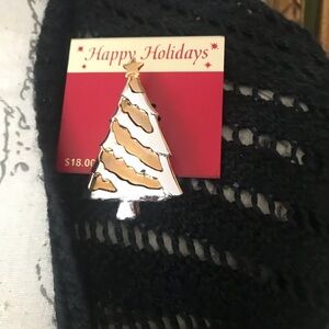 Rare Happy Holidays Snowman & Tree Brooch Pins NWT